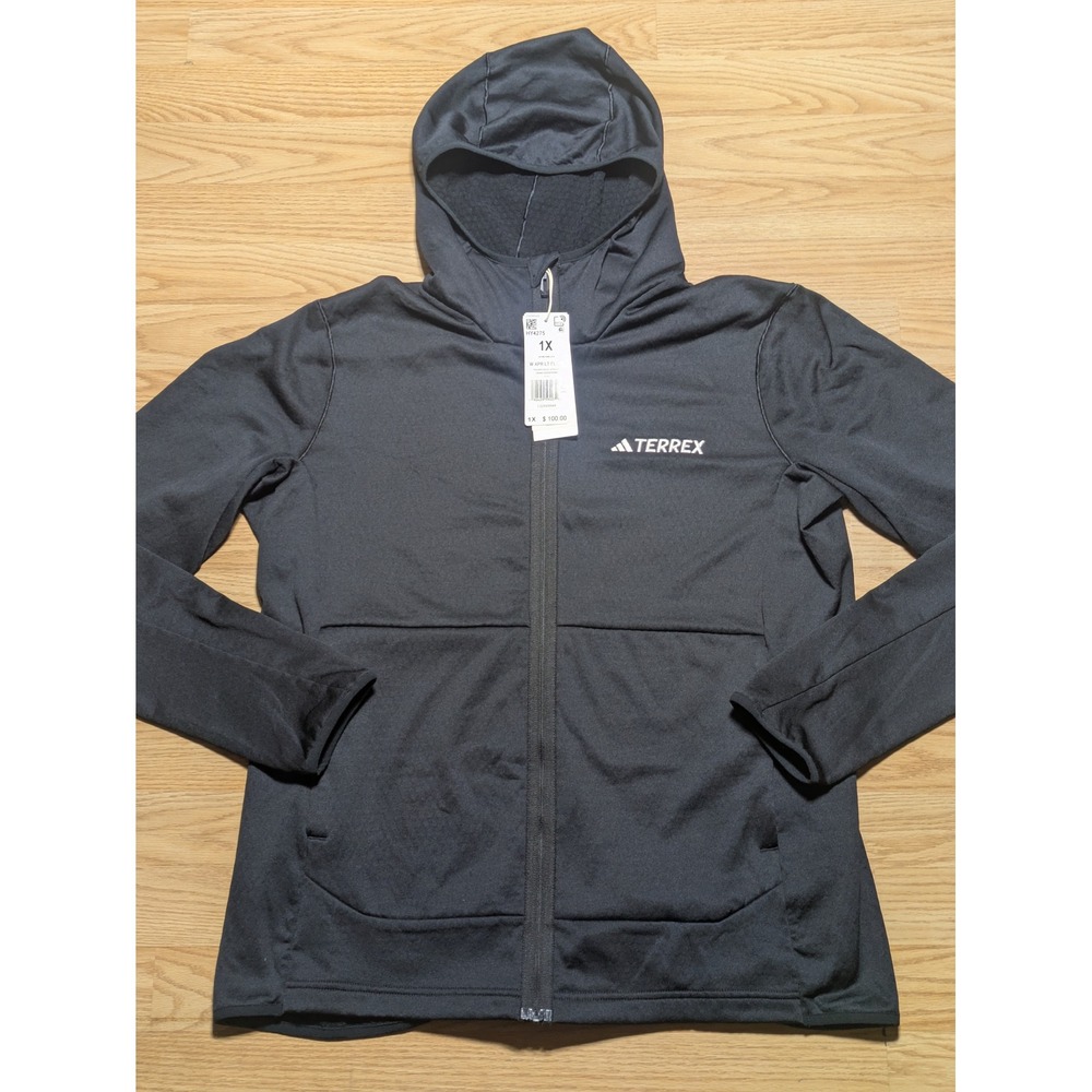 Adidas Womens Terrex XPR LT FL HP Hiking Polar Fleece Hoodie Black 1X